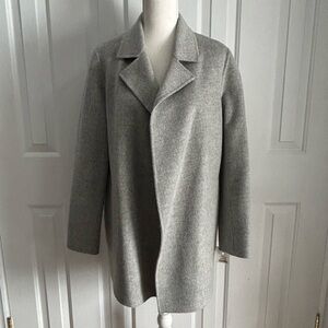 NWT THEORY Sileena Open Front Wool Coat, Grey Melange, Winsome 2, Medium